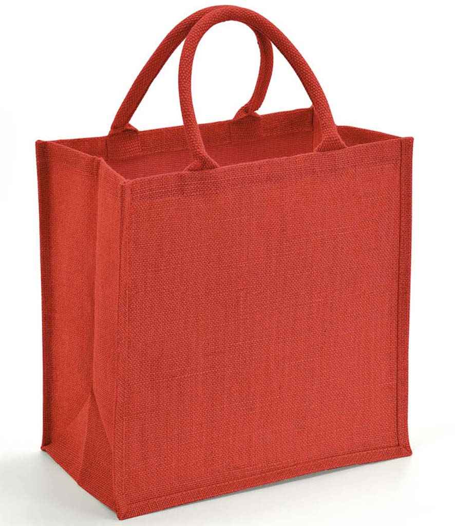 Brand Lab Natural Jute Tote Bag in ONE Red by Brand Lab — Custom branded clothing by Print Press, featuring premium embroidery produced in our specialist print lab in the UK.