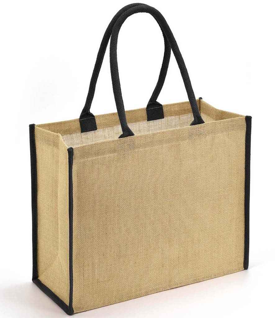 Brand Lab Jute Tipped Shopper in ONE Natural Black by Brand Lab — Custom branded clothing by Print Press, featuring premium embroidery produced in our specialist print lab in the UK.