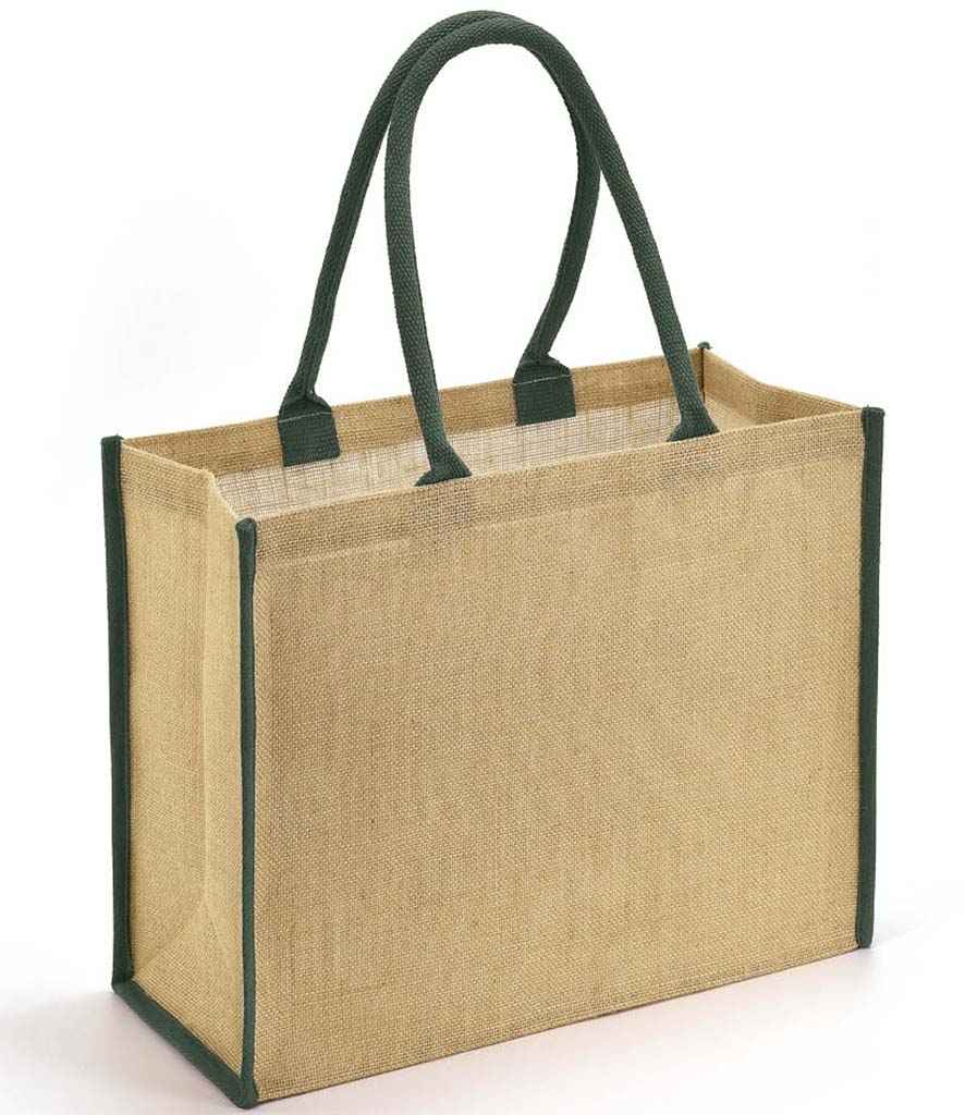Brand Lab Jute Tipped Shopper in ONE Natural Forest Green by Brand Lab — Custom branded clothing by Print Press, featuring premium embroidery produced in our specialist print lab in the UK.