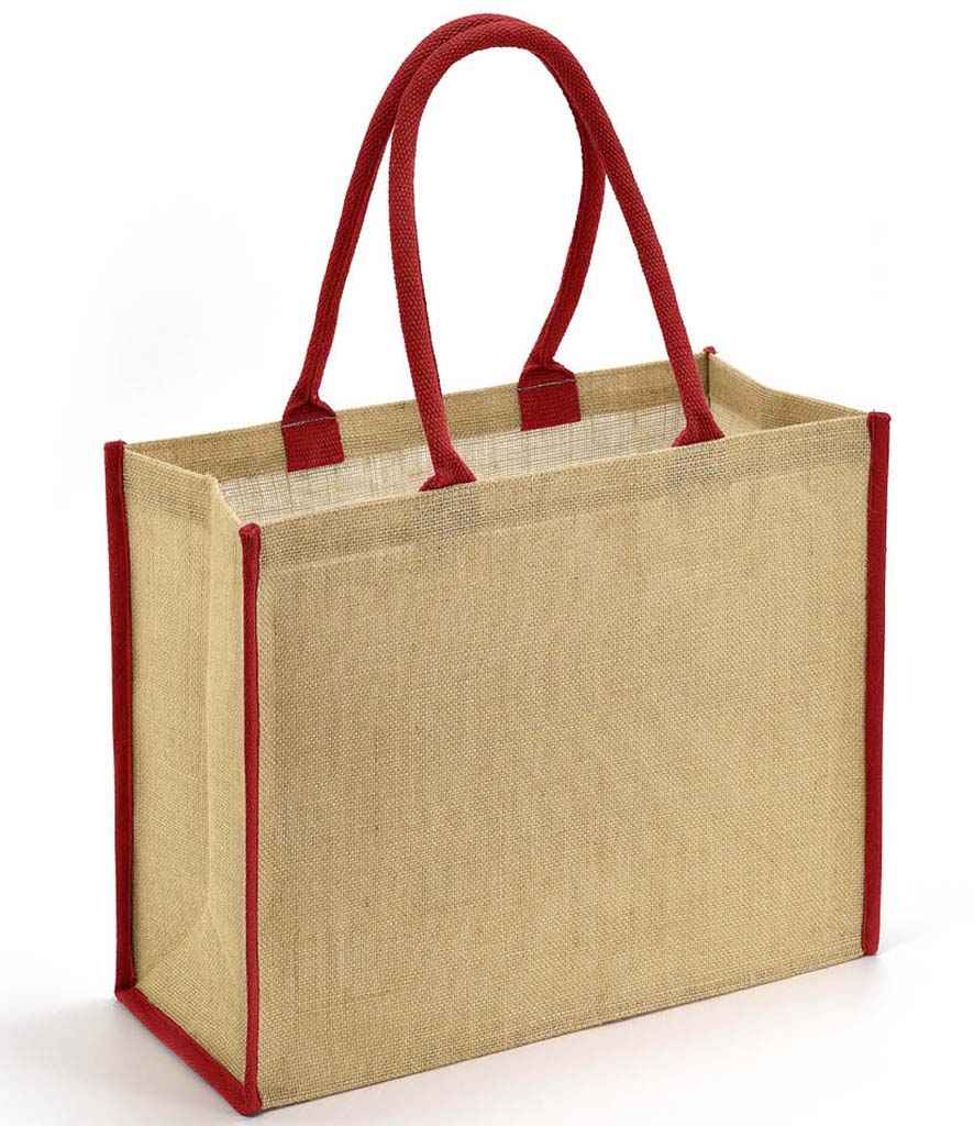 Brand Lab Jute Tipped Shopper in ONE Natural Red by Brand Lab — Custom branded clothing by Print Press, featuring premium embroidery produced in our specialist print lab in the UK.