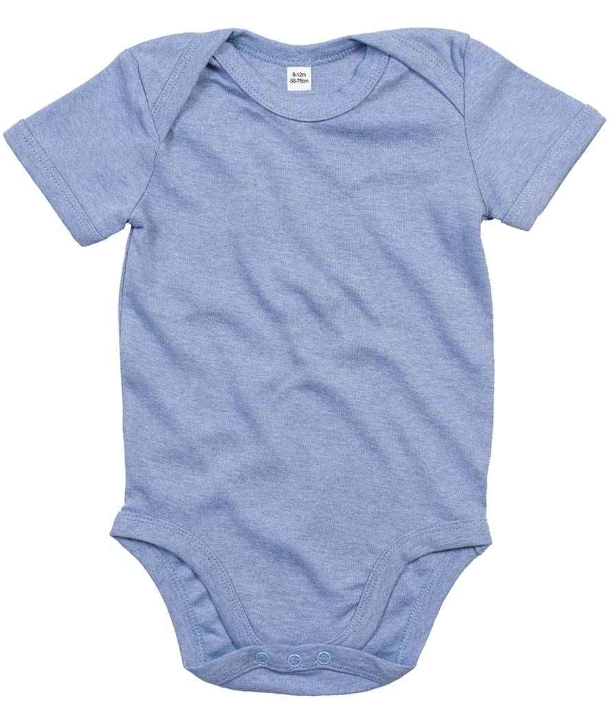 BabyBugz Baby Bodysuit in Heather Blue by Babybugz — Custom branded clothing by Print Press, featuring premium embroidery produced in our specialist print lab in the UK.