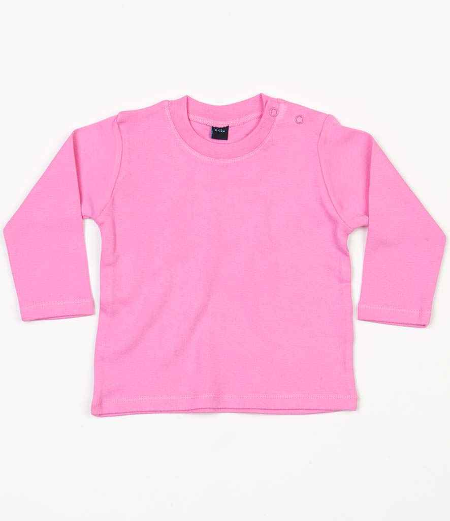 BabyBugz Baby Long Sleeve T-Shirt in Bubble Gum Pink by Babybugz — Custom branded clothing by Print Press, featuring premium embroidery produced in our specialist print lab in the UK.