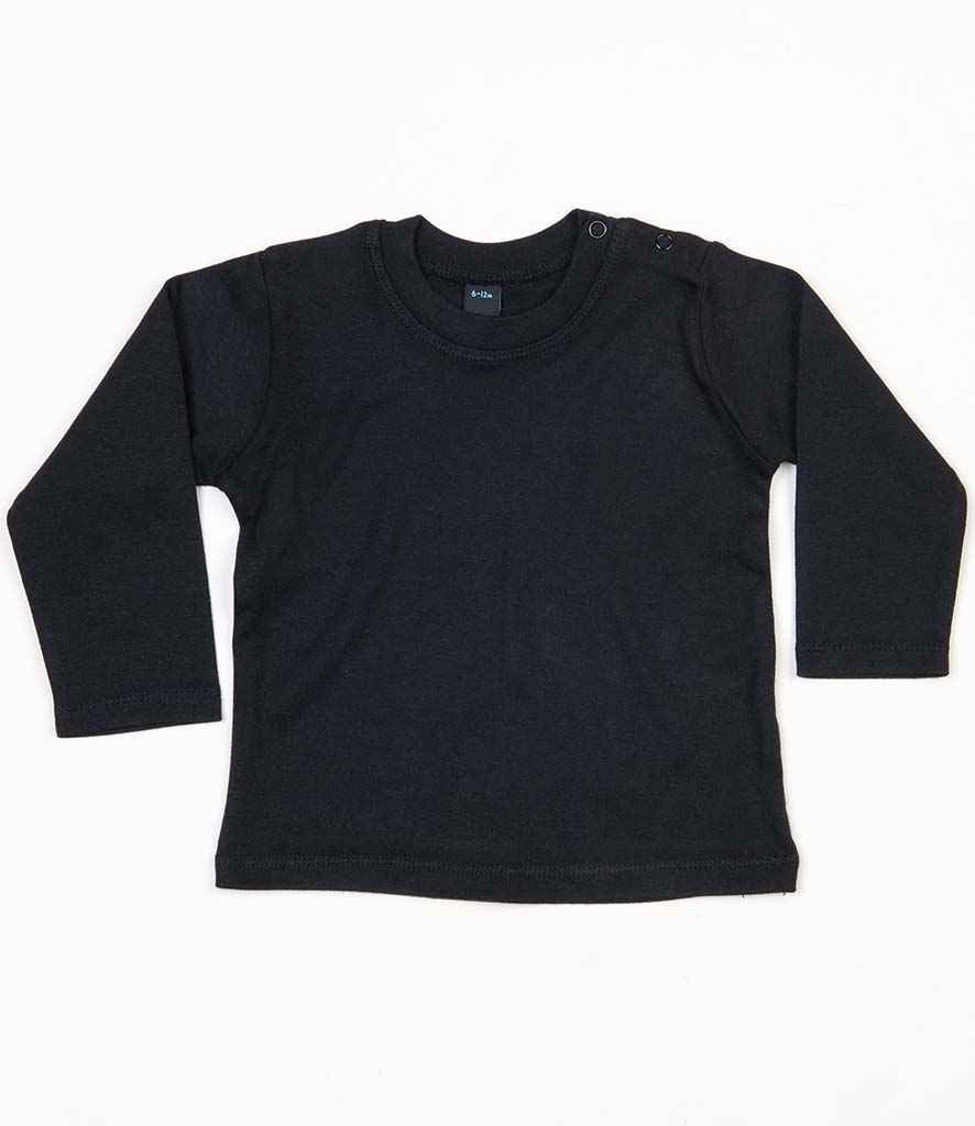 BabyBugz Baby Long Sleeve T-Shirt in Black by Babybugz — Custom branded clothing by Print Press, featuring premium embroidery produced in our specialist print lab in the UK.