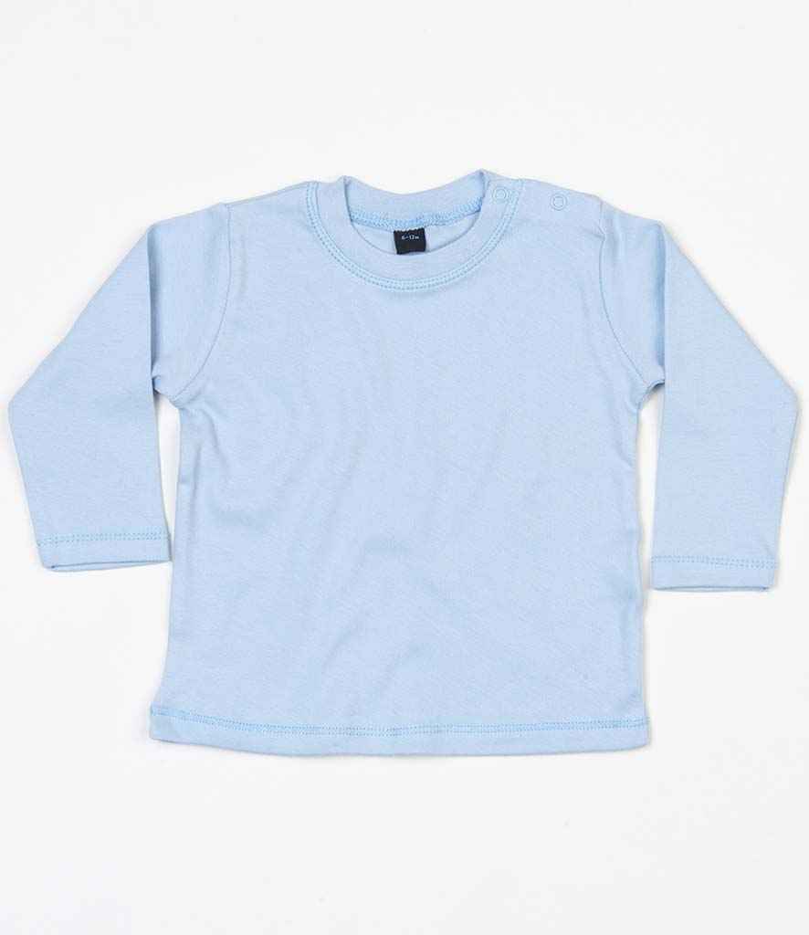 BabyBugz Baby Long Sleeve T-Shirt in Dusty Blue by Babybugz — Custom branded clothing by Print Press, featuring premium embroidery produced in our specialist print lab in the UK.