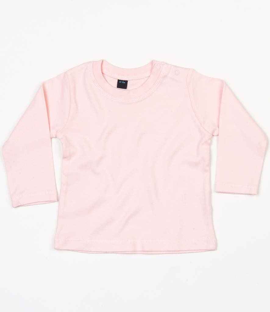 BabyBugz Baby Long Sleeve T-Shirt in Powder Pink by Babybugz — Custom branded clothing by Print Press, featuring premium embroidery produced in our specialist print lab in the UK.