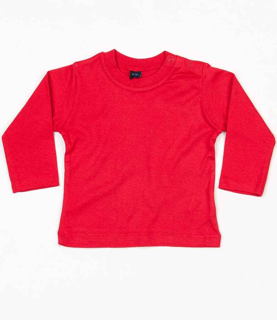 BabyBugz Baby Long Sleeve T-Shirt in Red by Babybugz — Custom branded clothing by Print Press, featuring premium embroidery produced in our specialist print lab in the UK.