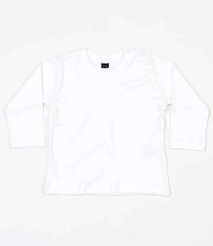BabyBugz Baby Long Sleeve T-Shirt in White by Babybugz — Custom branded clothing by Print Press, featuring premium embroidery produced in our specialist print lab in the UK.
