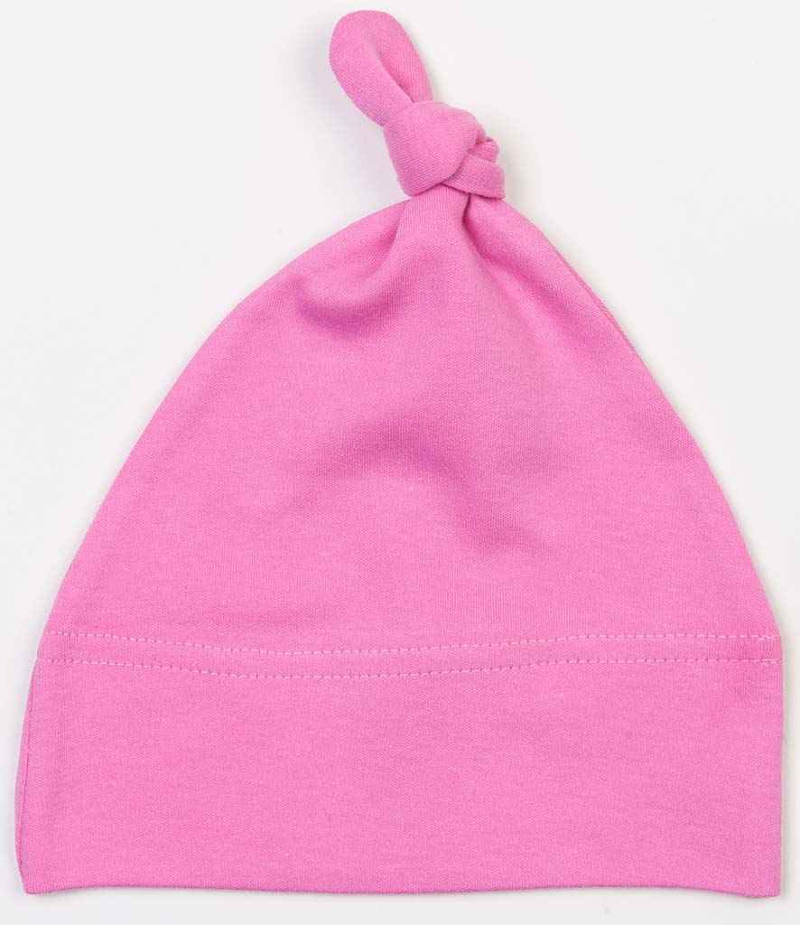 BabyBugz Baby Knotted Hat in ONE Bubble Gum Pink by Babybugz — Custom branded clothing by Print Press, featuring premium embroidery produced in our specialist print lab in the UK.