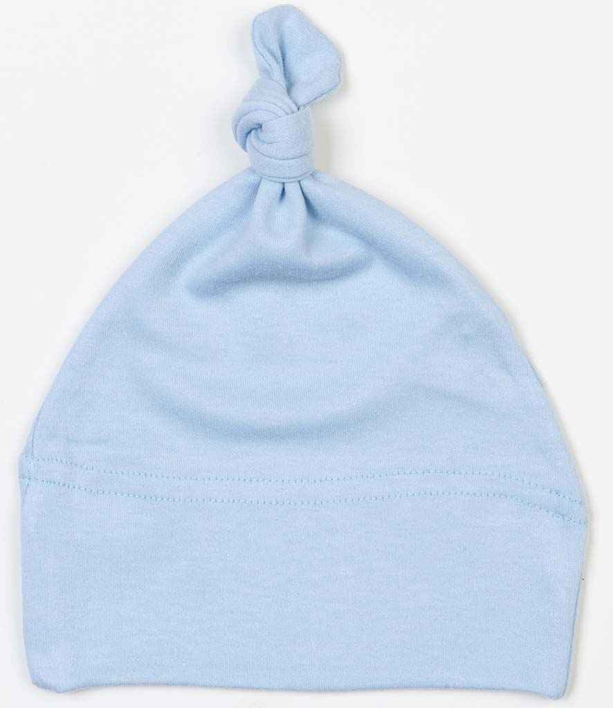 BabyBugz Baby Knotted Hat in ONE Dusty Blue by Babybugz — Custom branded clothing by Print Press, featuring premium embroidery produced in our specialist print lab in the UK.