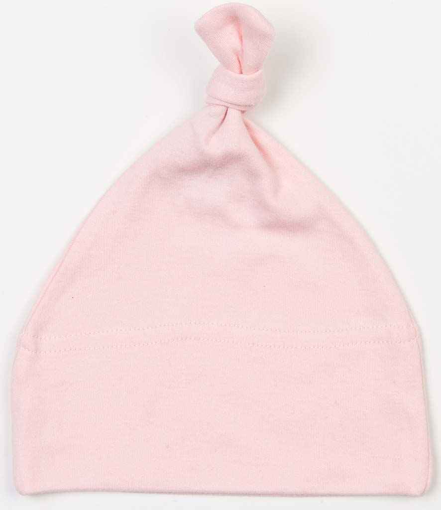 BabyBugz Baby Knotted Hat in ONE Powder Pink by Babybugz — Custom branded clothing by Print Press, featuring premium embroidery produced in our specialist print lab in the UK.