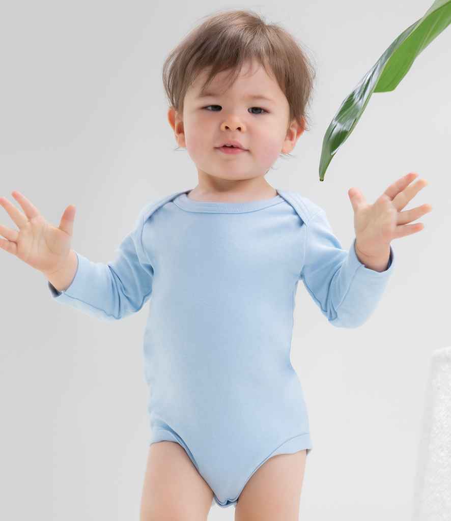 BabyBugz Baby Long Sleeve Bodysuit in Dusty Blue by Babybugz — Custom branded clothing by Print Press, featuring premium embroidery produced in our specialist print lab in the UK.