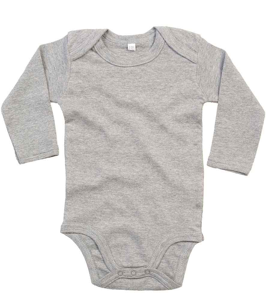BabyBugz Baby Long Sleeve Bodysuit in Heather Marl by Babybugz — Custom branded clothing by Print Press, featuring premium embroidery produced in our specialist print lab in the UK.