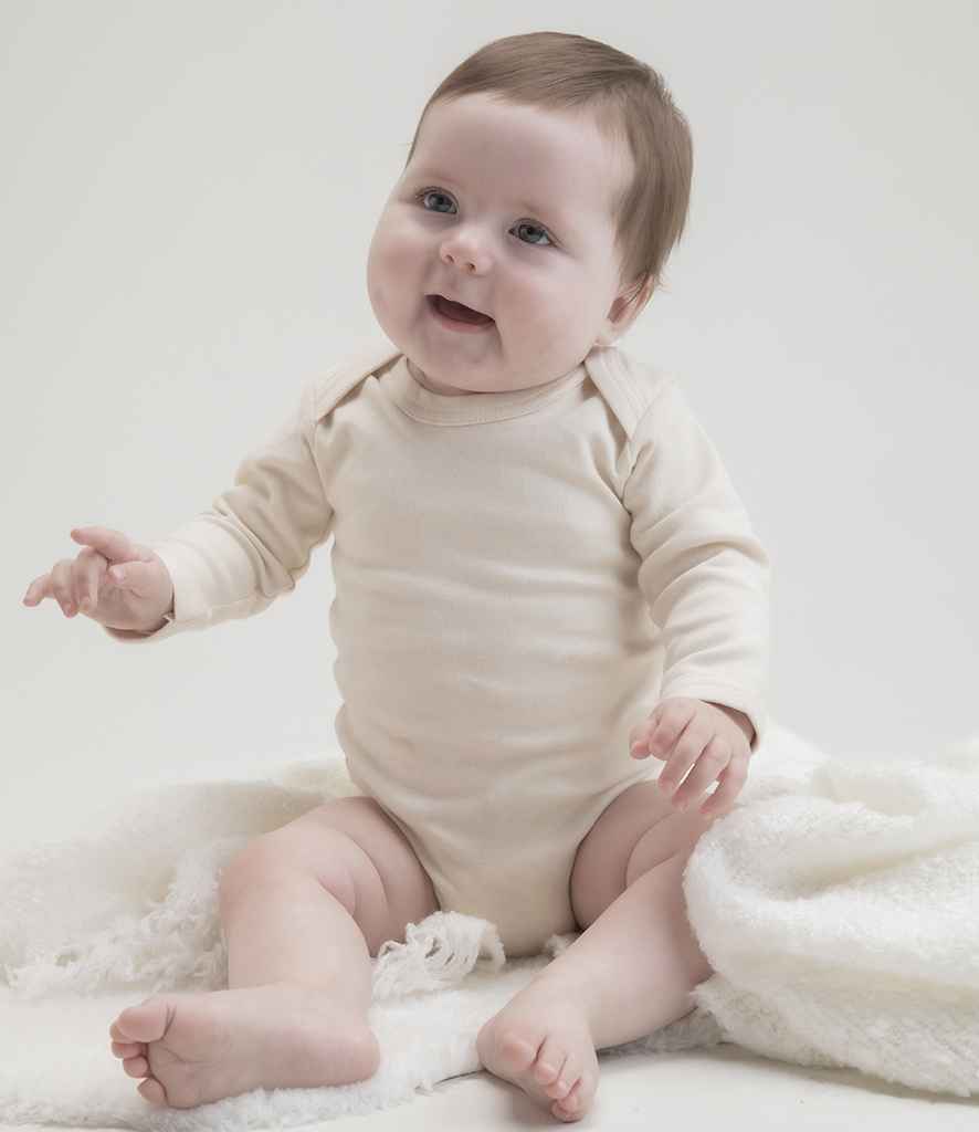 BabyBugz Baby Long Sleeve Bodysuit in Natural by Babybugz — Custom branded clothing by Print Press, featuring premium embroidery produced in our specialist print lab in the UK.