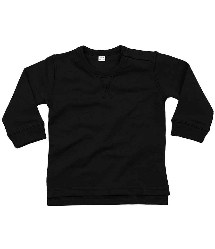 BabyBugz Baby Sweatshirt in Black by Babybugz — Custom branded clothing by Print Press, featuring premium embroidery produced in our specialist print lab in the UK.