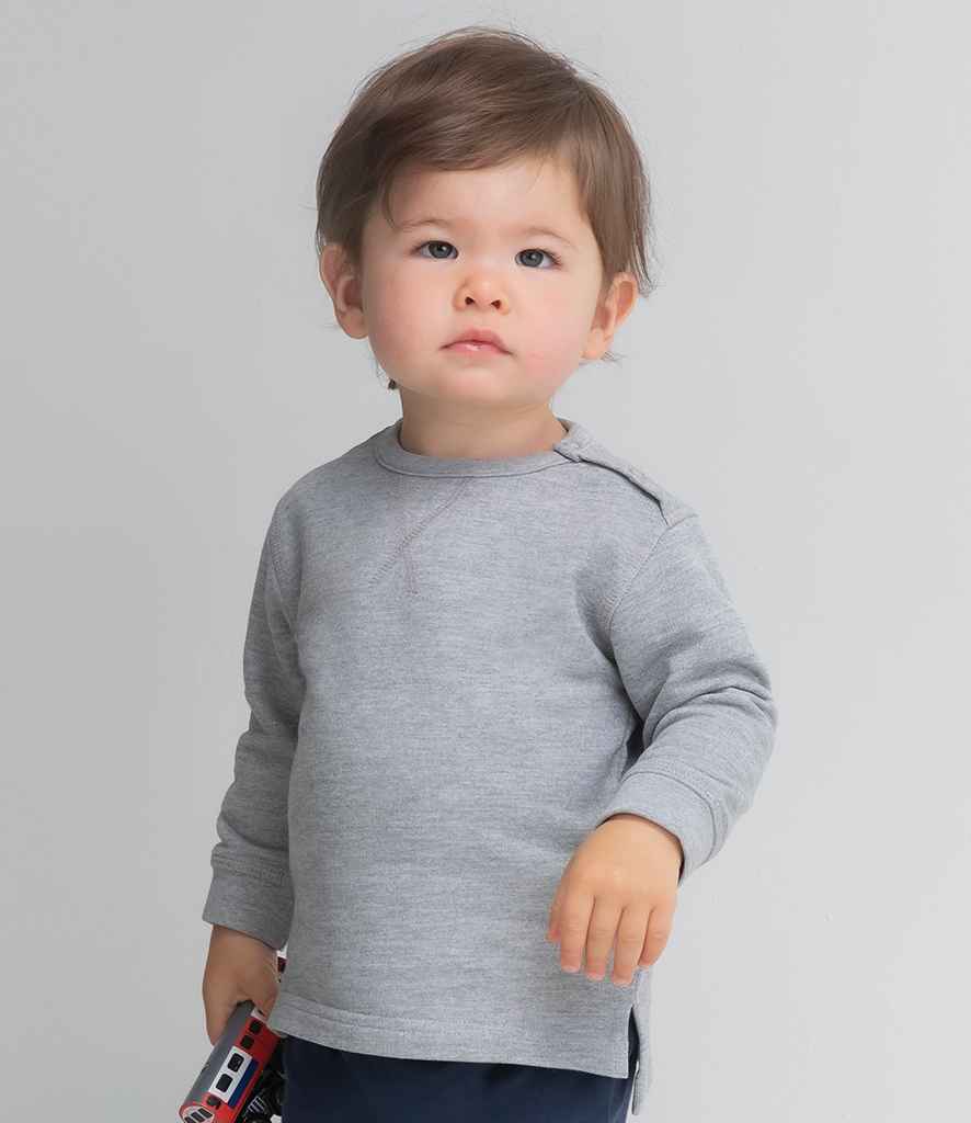 BabyBugz Baby Sweatshirt in Heather Marl by Babybugz — Custom branded clothing by Print Press, featuring premium embroidery produced in our specialist print lab in the UK.