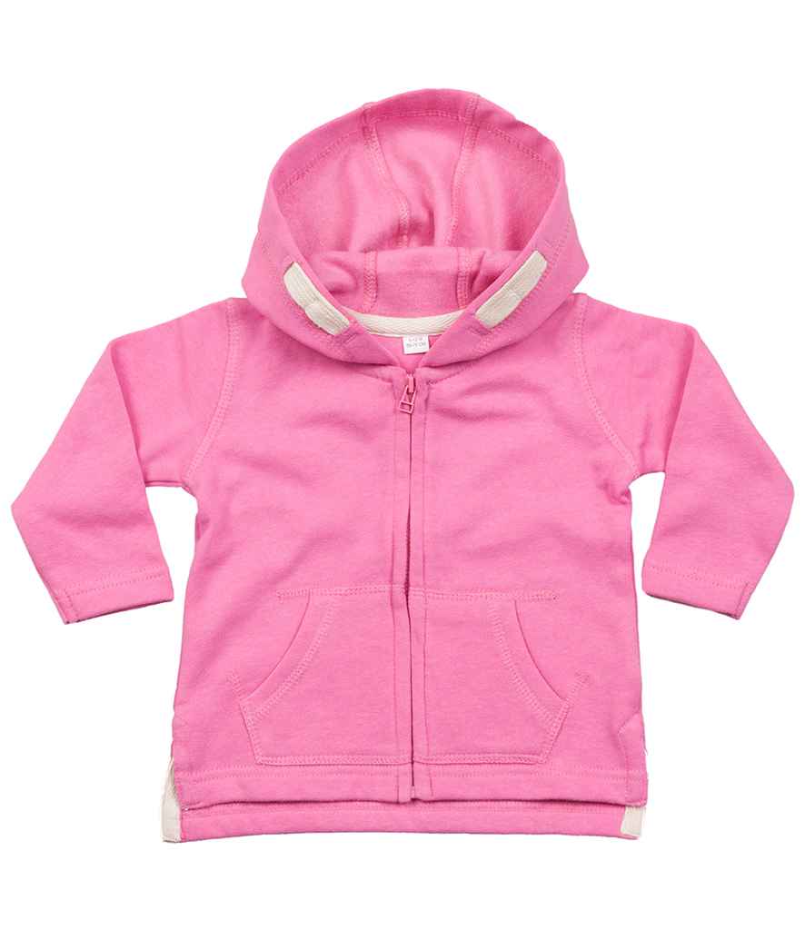 BabyBugz Baby Hoodie in Bubble Gum Pink by Babybugz — Custom branded clothing by Print Press, featuring premium embroidery produced in our specialist print lab in the UK.