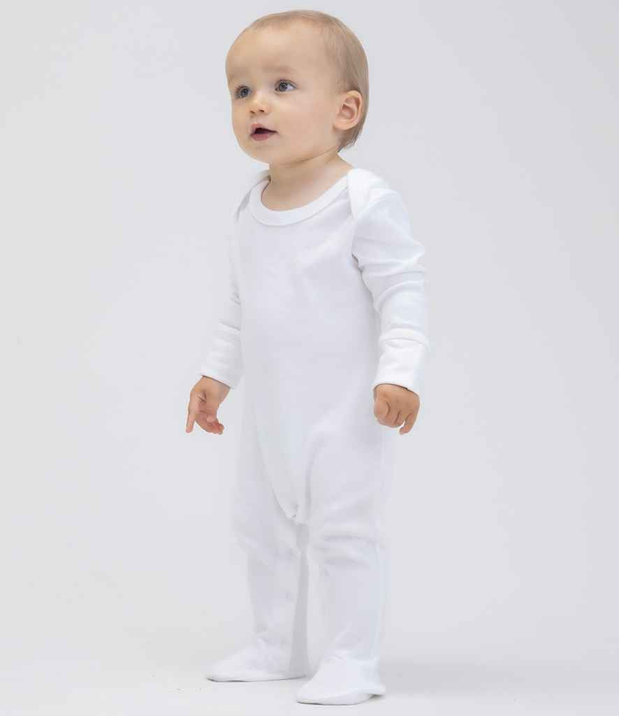 BabyBugz Baby Sleepsuit with Scratch Mitts in White by Babybugz — Custom branded clothing by Print Press, featuring premium embroidery produced in our specialist print lab in the UK.