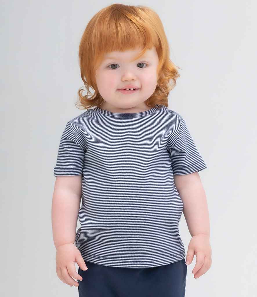BabyBugz Baby Striped T-Shirt in White Nautical Navy by Babybugz — Custom branded clothing by Print Press, featuring premium embroidery produced in our specialist print lab in the UK.