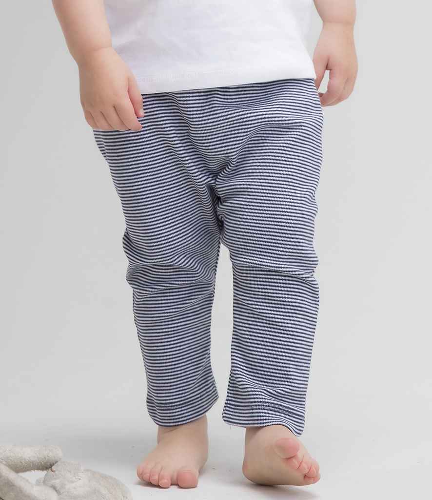 BabyBugz Baby Striped Leggings in White Nautical Navy by Babybugz — Custom branded clothing by Print Press, featuring premium embroidery produced in our specialist print lab in the UK.