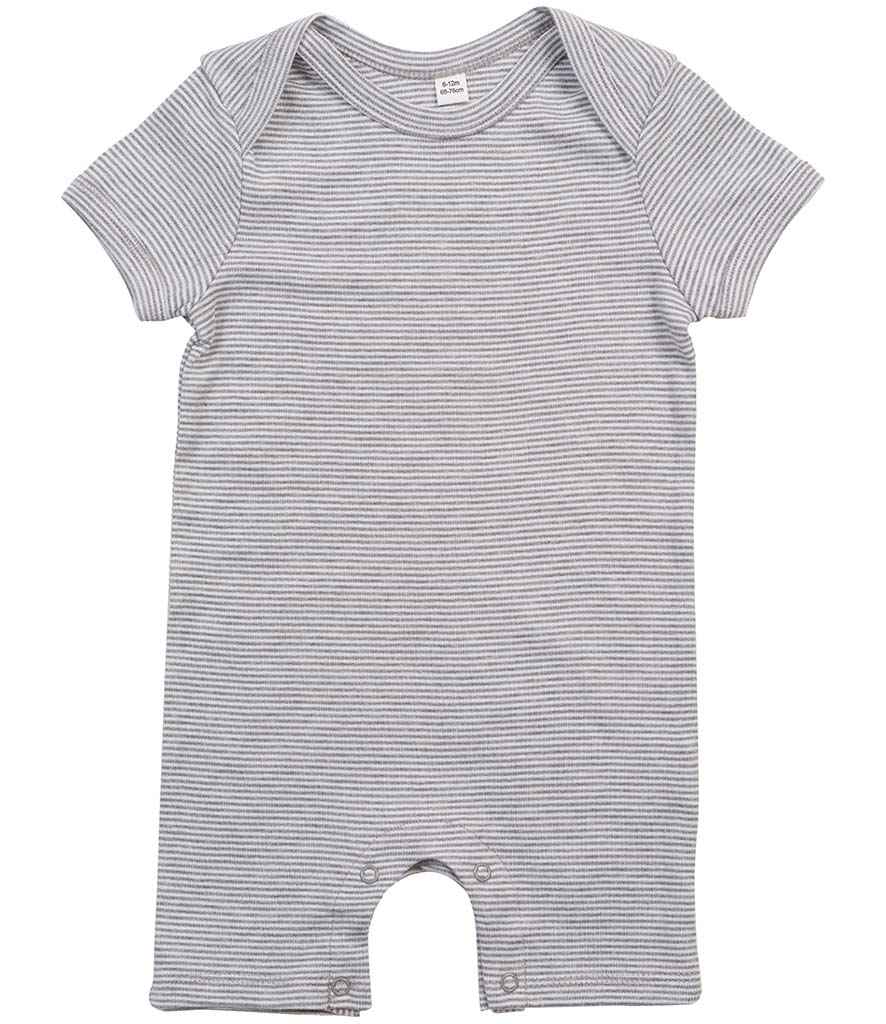 BabyBugz Baby Short Sleeve Striped Bodysuit in White Heather Marl by Babybugz — Custom branded clothing by Print Press, featuring premium embroidery produced in our specialist print lab in the UK.