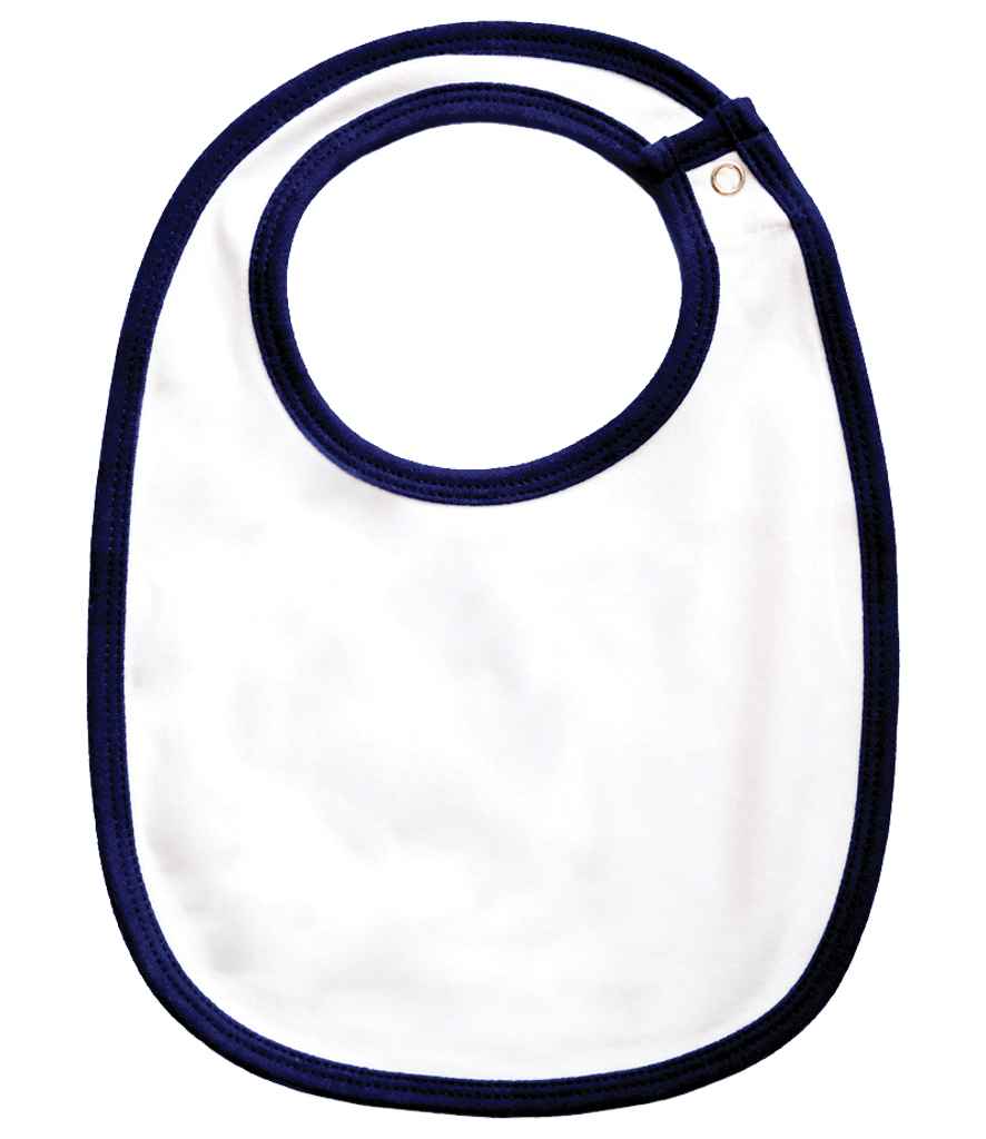 BabyBugz Single Layer Bib in ONE White Navy by Babybugz — Custom branded clothing by Print Press, featuring premium embroidery produced in our specialist print lab in the UK.
