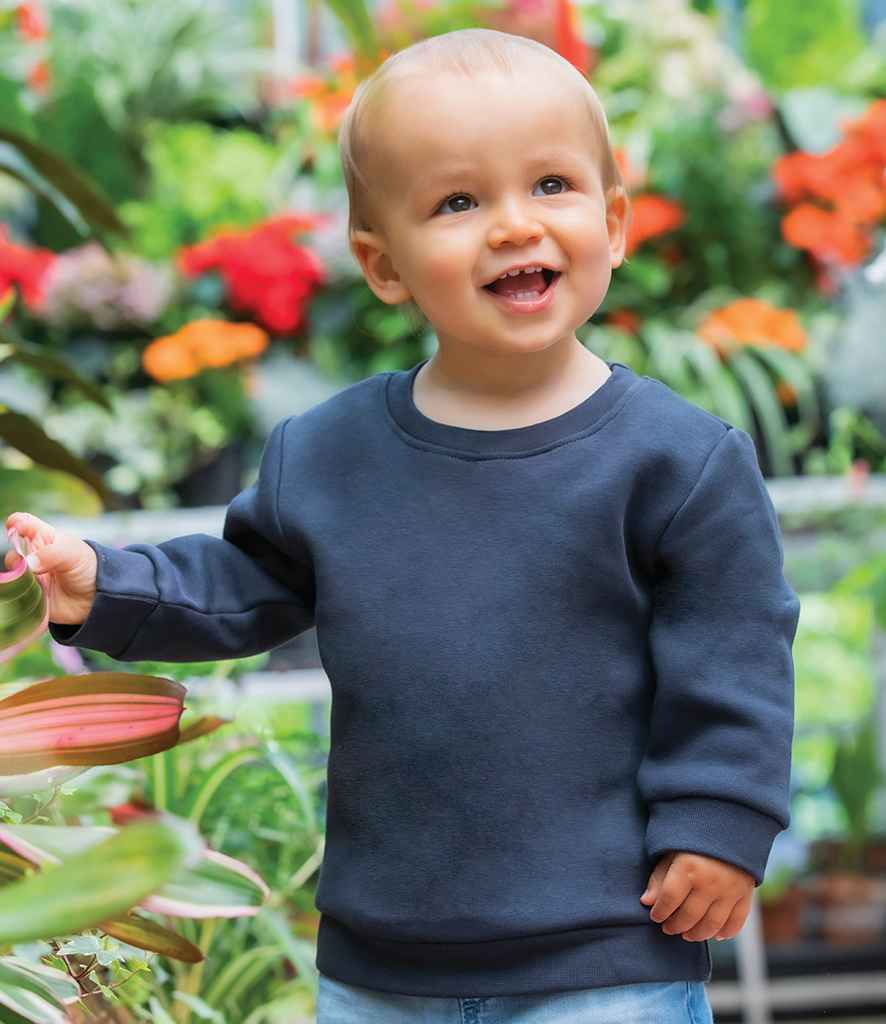 BabyBugz Baby Essential Sweatshirt in Black by Babybugz — Custom branded clothing by Print Press, featuring premium embroidery produced in our specialist print lab in the UK.