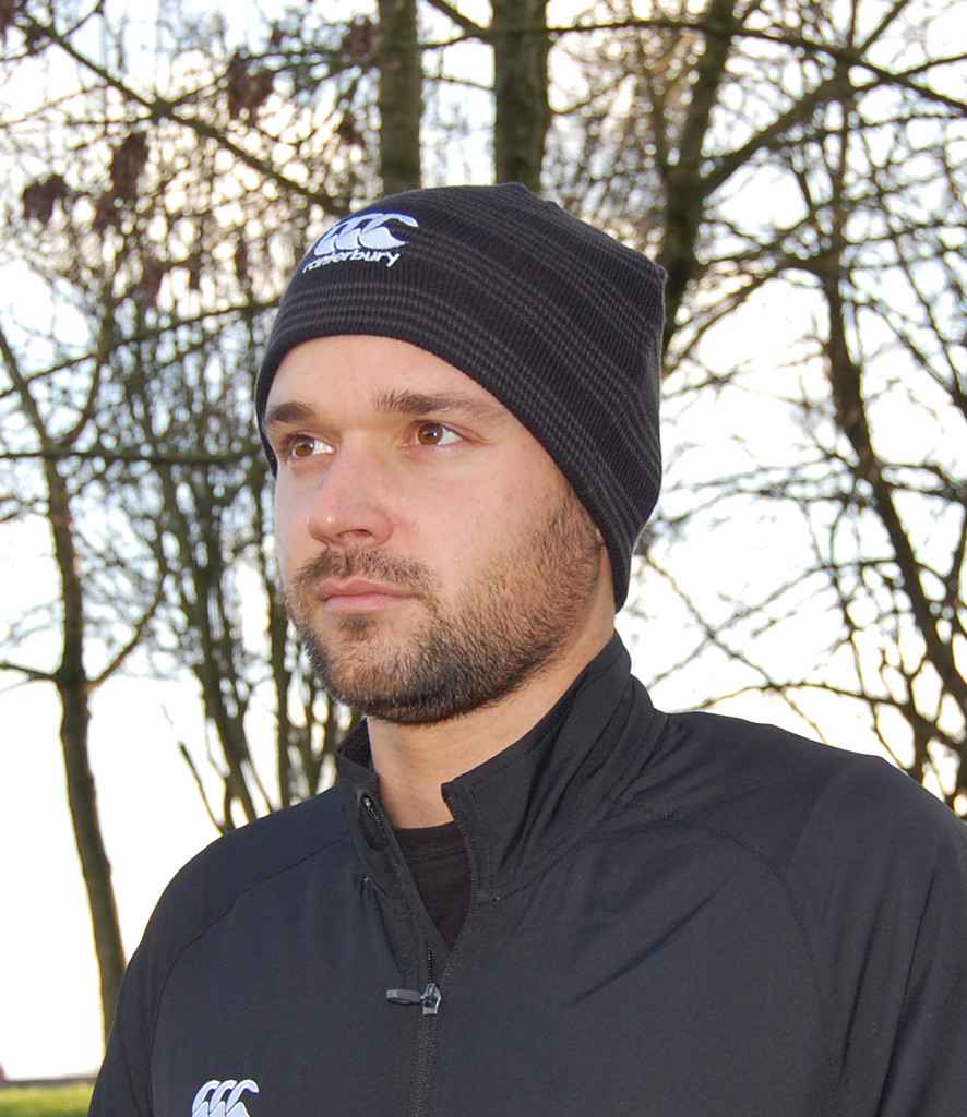 Canterbury Team Beanie in ONE Black White by Canterbury — Custom branded clothing by Print Press, featuring premium embroidery produced in our specialist print lab in the UK.