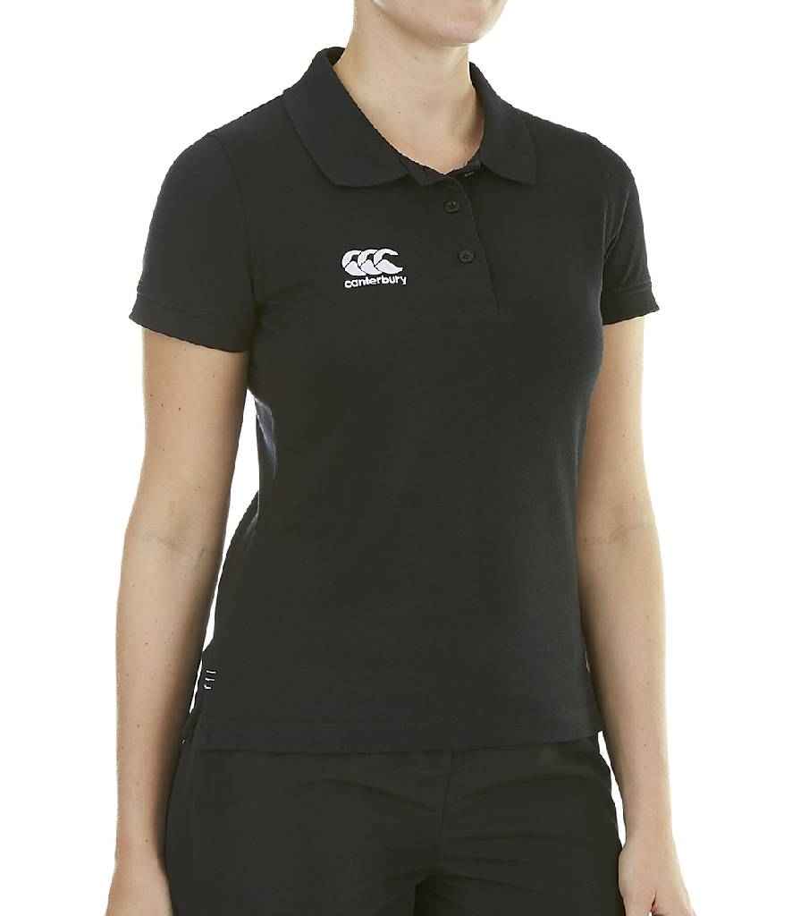 Canterbury Ladies Waimak Piqué Polo Shirt in Black by Canterbury — Custom branded clothing by Print Press, featuring premium embroidery produced in our specialist print lab in the UK.