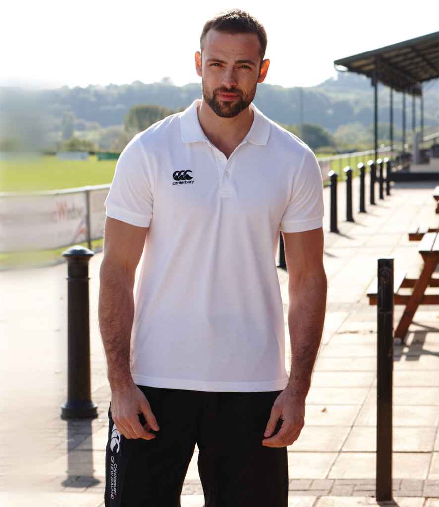 Canterbury Waimak Piqué Polo Shirt in White by Canterbury — Custom branded clothing by Print Press, featuring premium embroidery produced in our specialist print lab in the UK.