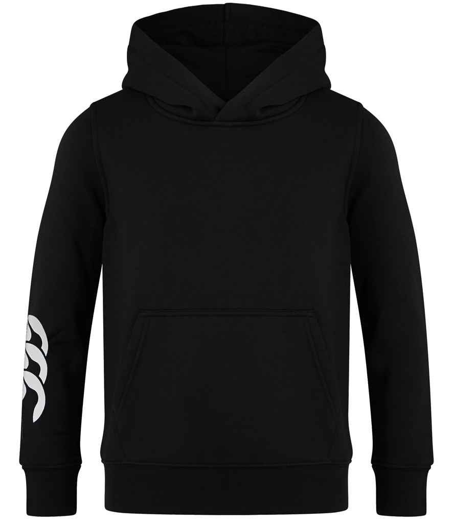 Canterbury Kids Club Hoodie in Black by Canterbury — Custom branded clothing by Print Press, featuring premium embroidery produced in our specialist print lab in the UK.