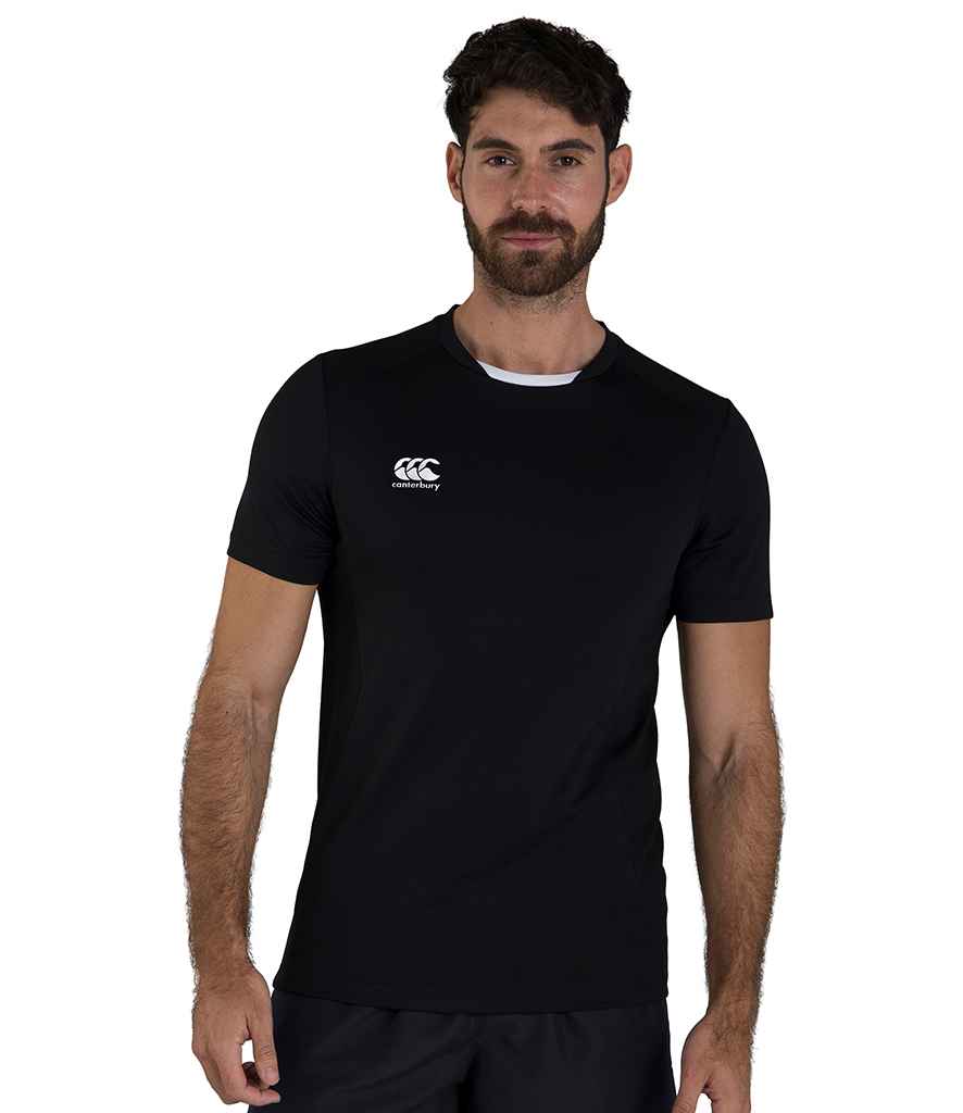 Canterbury Club Dry T-Shirt in Black by Canterbury — Custom branded clothing by Print Press, featuring premium embroidery produced in our specialist print lab in the UK.