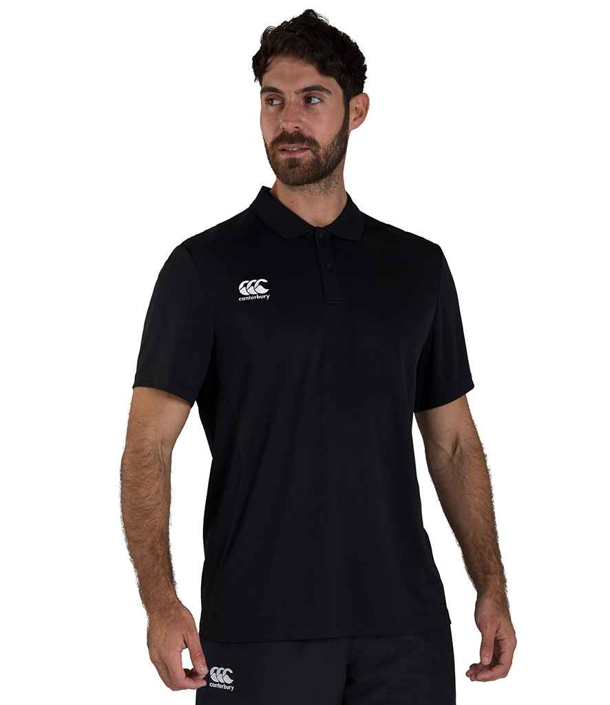 Canterbury Club Dry Polo Shirt in Black by Canterbury — Custom branded clothing by Print Press, featuring premium embroidery produced in our specialist print lab in the UK.
