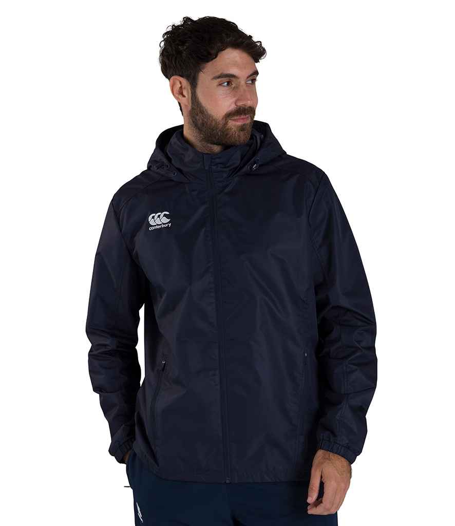 Canterbury Club Rain Jacket in Navy by Canterbury — Custom branded clothing by Print Press, featuring premium embroidery produced in our specialist print lab in the UK.