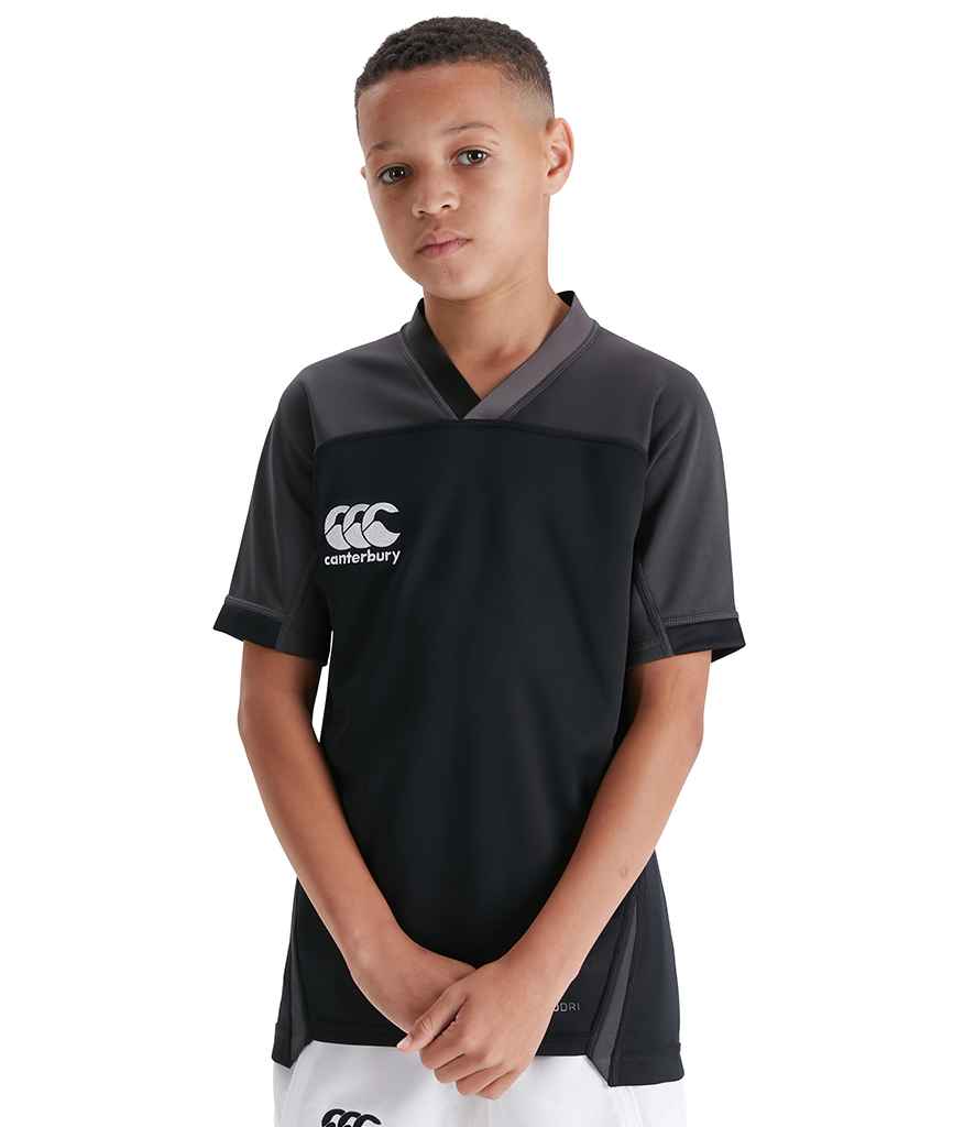 Canterbury Kids Evader Jersey in Black by Canterbury — Custom branded clothing by Print Press, featuring premium embroidery produced in our specialist print lab in the UK.