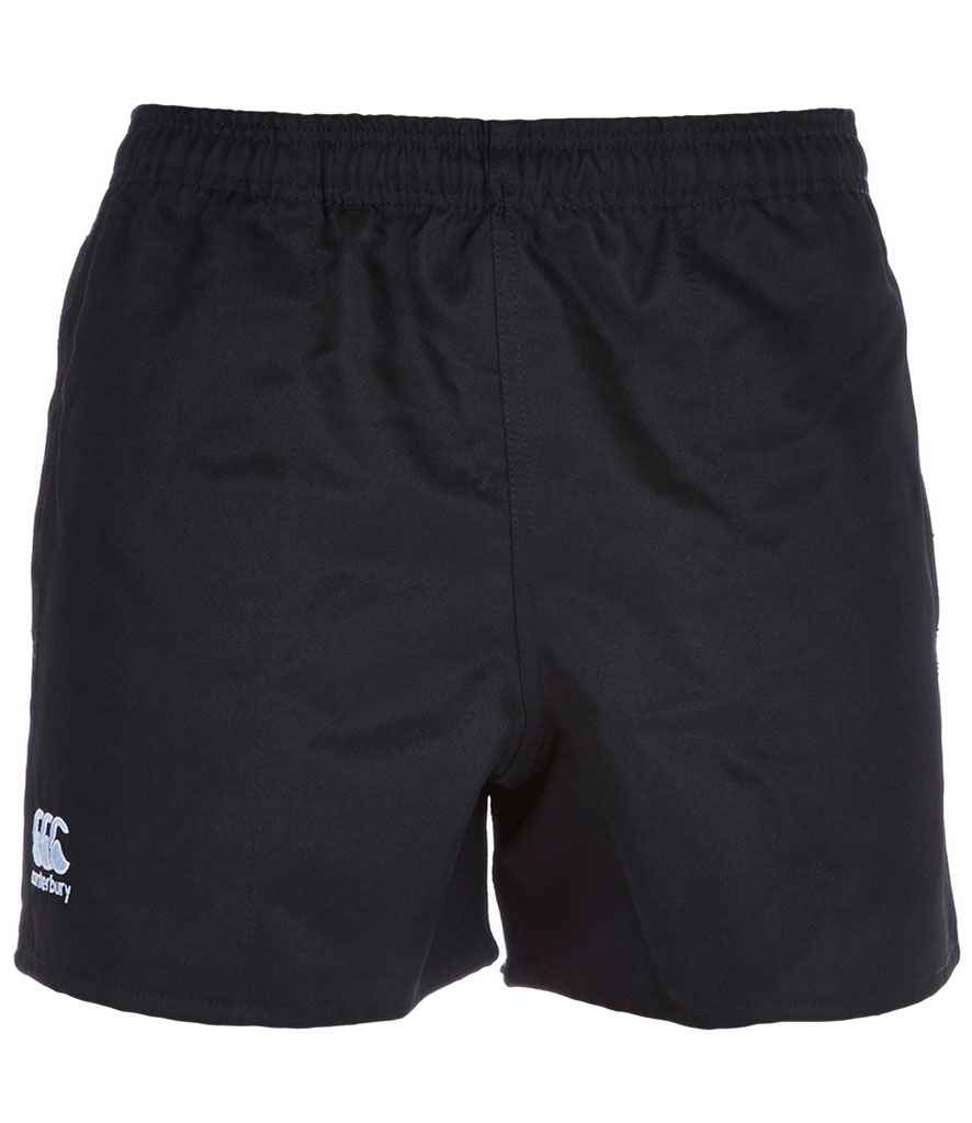 Canterbury Kids Professional Shorts in Black by Canterbury — Custom branded clothing by Print Press, featuring premium embroidery produced in our specialist print lab in the UK.