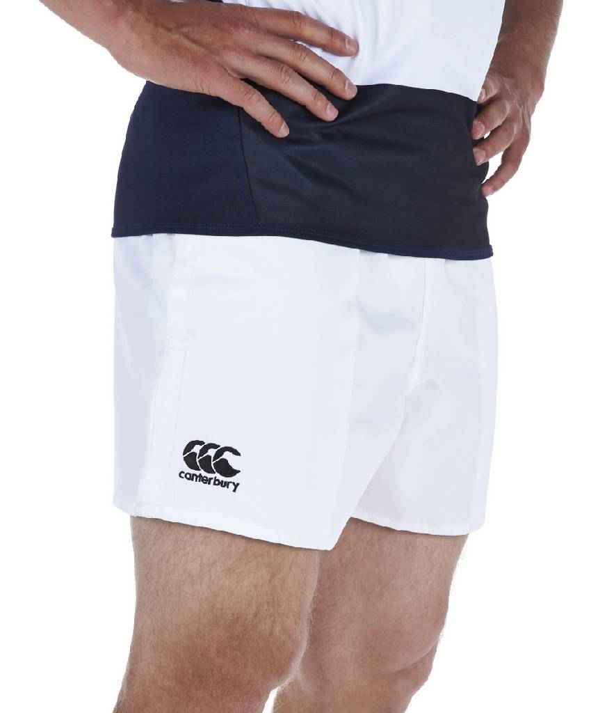 Canterbury Professional Shorts in White by Canterbury — Custom branded clothing by Print Press, featuring premium embroidery produced in our specialist print lab in the UK.