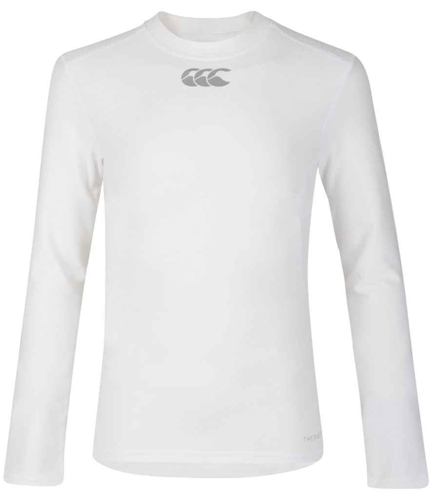 Canterbury Kids ThermoReg Long Sleeve Base Layer in White by Canterbury — Custom branded clothing by Print Press, featuring premium embroidery produced in our specialist print lab in the UK.