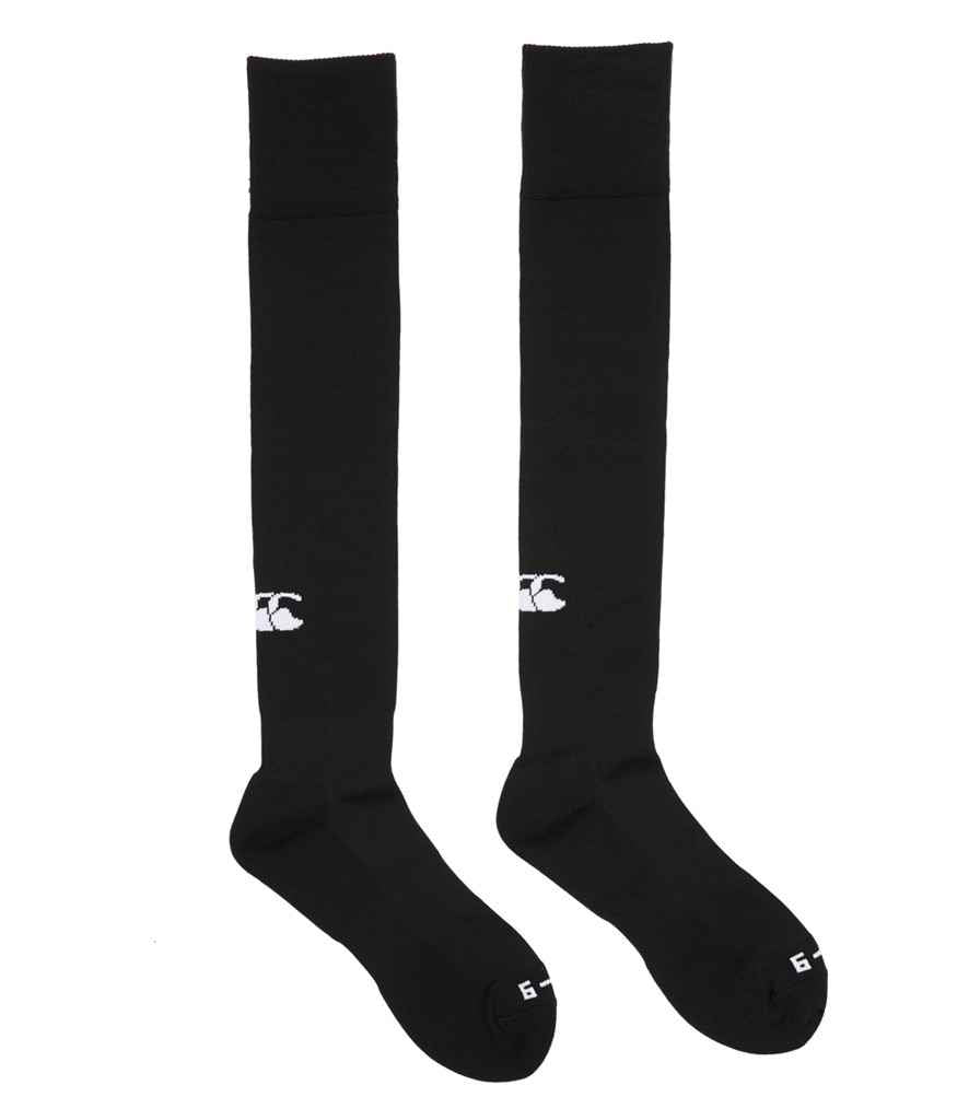 Canterbury Playing Socks in Black by Canterbury — Custom branded clothing by Print Press, featuring premium embroidery produced in our specialist print lab in the UK.