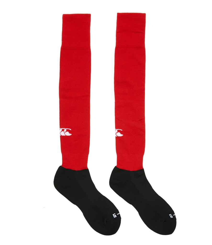 Canterbury Playing Socks in Red by Canterbury — Custom branded clothing by Print Press, featuring premium embroidery produced in our specialist print lab in the UK.