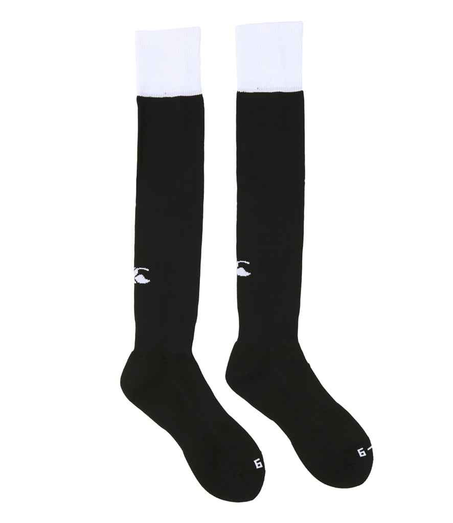 Canterbury Playing Cap Socks in Black White by Canterbury — Custom branded clothing by Print Press, featuring premium embroidery produced in our specialist print lab in the UK.