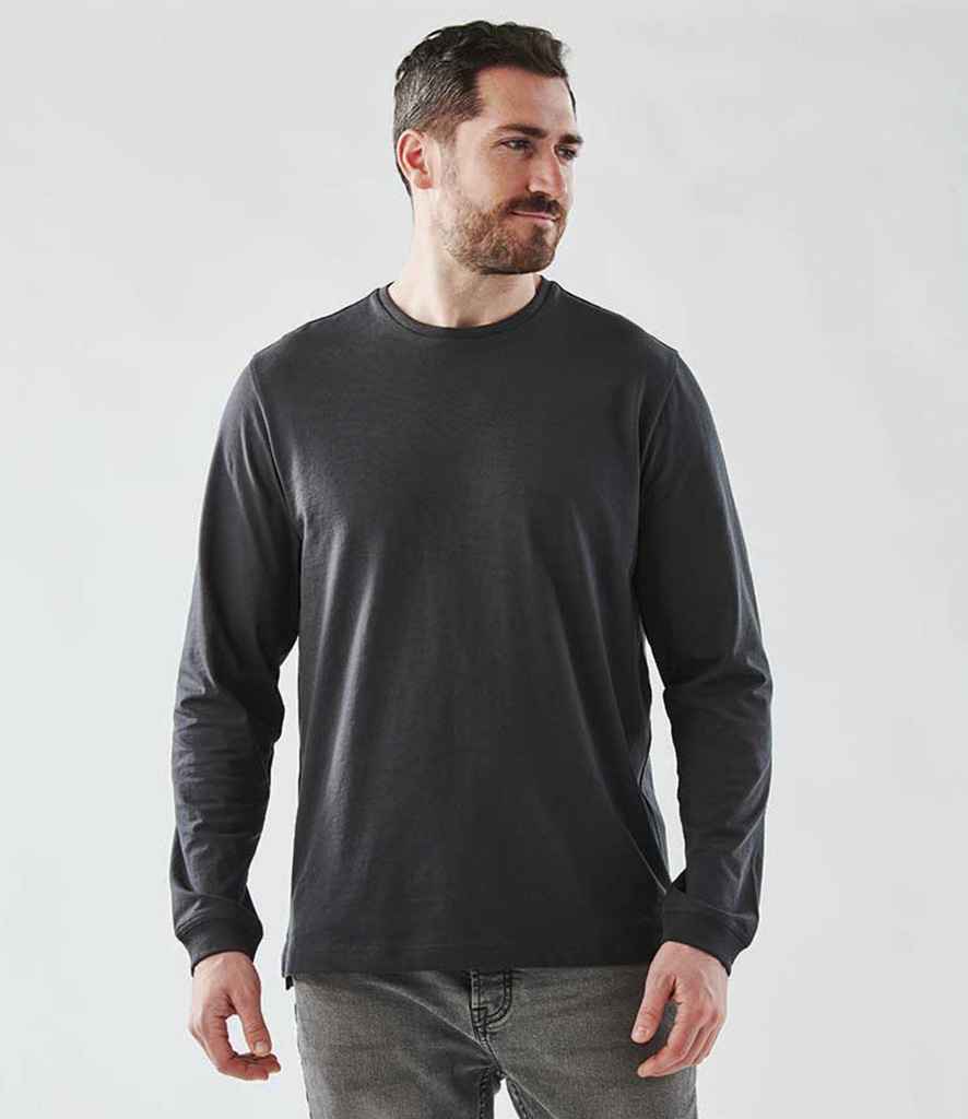 Stormtech Equinox Long Sleeve T-Shirt in Black by Stormtech — Custom branded clothing by Print Press, featuring premium embroidery produced in our specialist print lab in the UK.