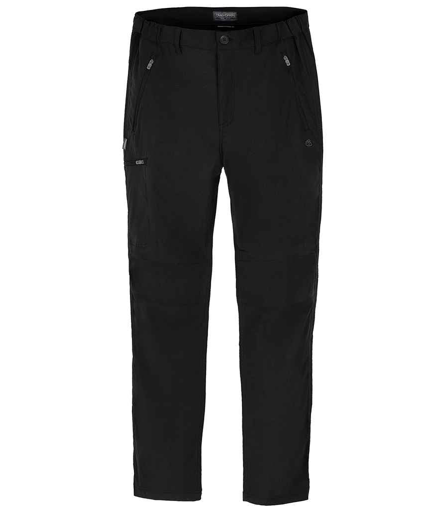 Craghoppers Expert Kiwi Pro Stretch Trousers in Black by Craghoppers — Custom branded clothing by Print Press, featuring premium embroidery produced in our specialist print lab in the UK.
