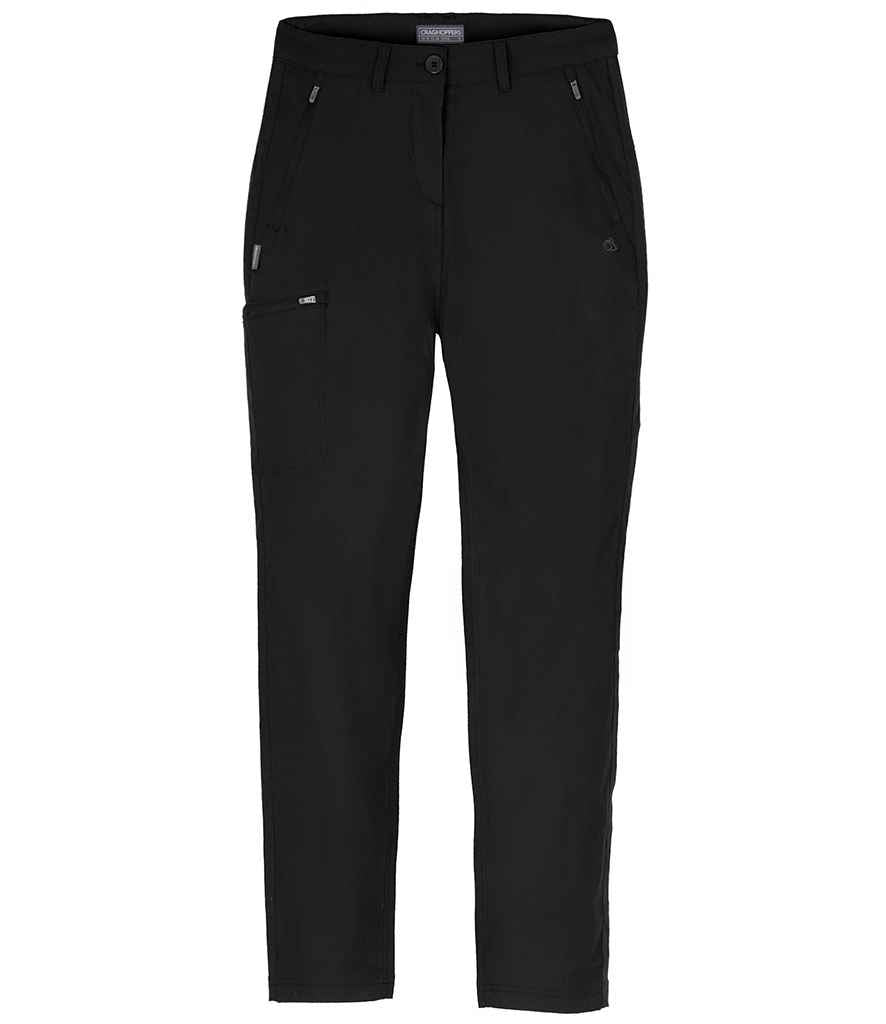 Craghoppers Expert Ladies Kiwi Pro Stretch Trousers in Black by Craghoppers — Custom branded clothing by Print Press, featuring premium embroidery produced in our specialist print lab in the UK.
