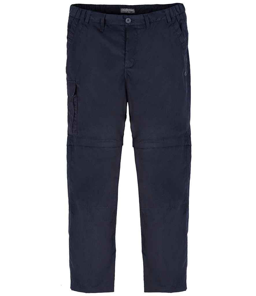 Craghoppers Expert Kiwi Convertible Trousers in Dark Navy by Craghoppers — Custom branded clothing by Print Press, featuring premium embroidery produced in our specialist print lab in the UK.