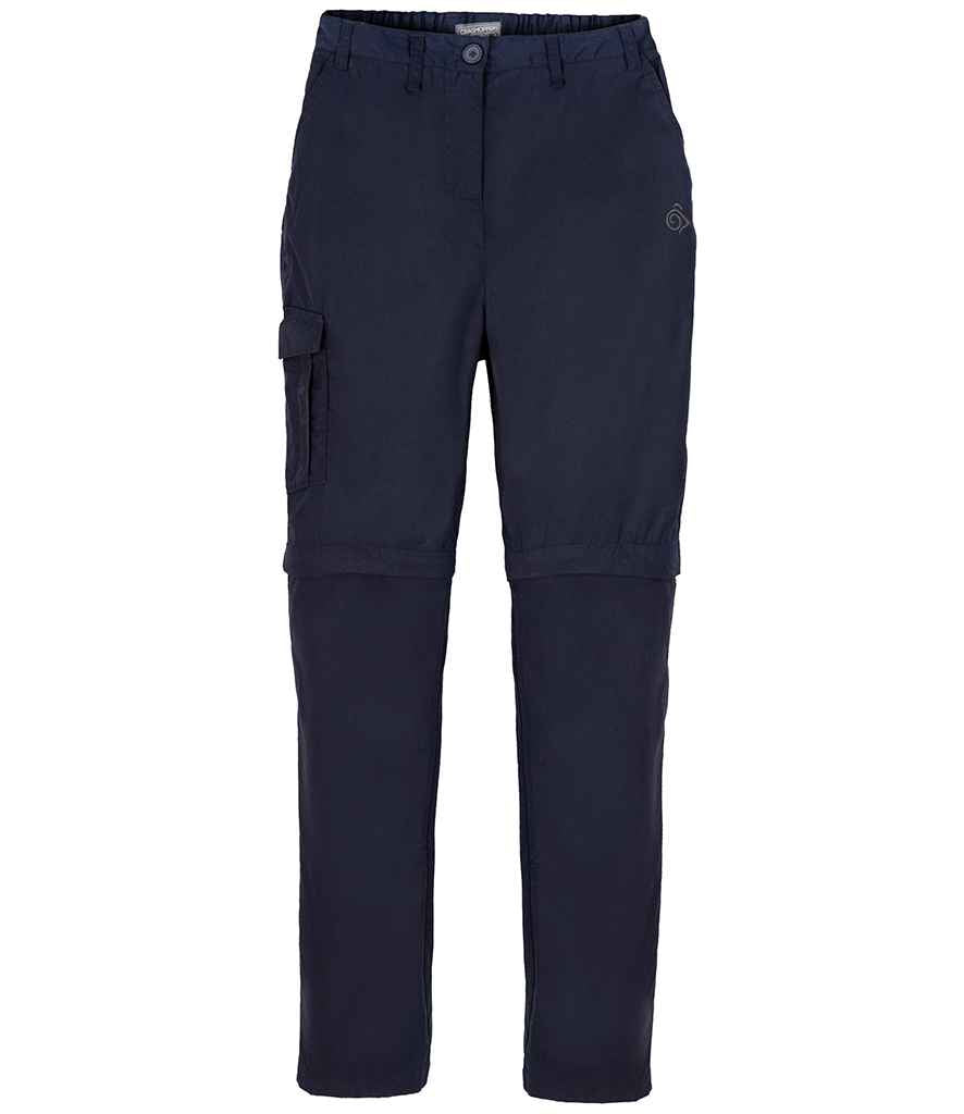 Craghoppers Expert Ladies Kiwi Convertible Trousers in Dark Navy by Craghoppers — Custom branded clothing by Print Press, featuring premium embroidery produced in our specialist print lab in the UK.