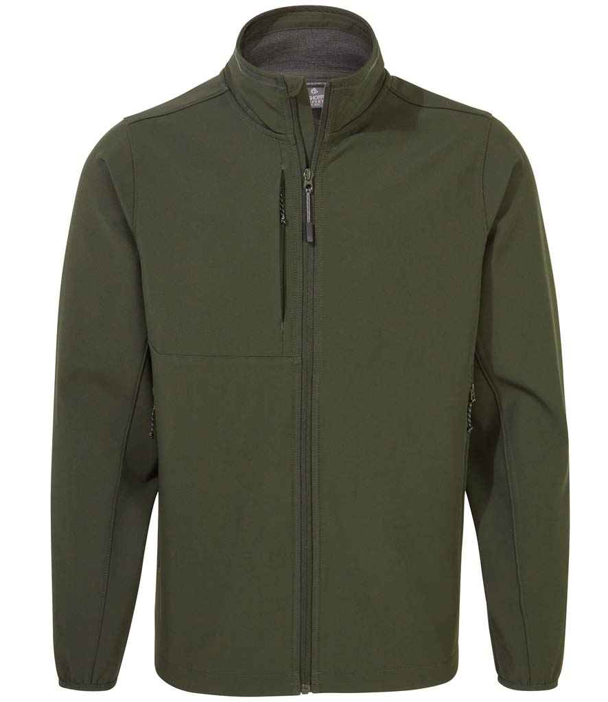 Craghoppers Expert Basecamp Soft Shell Jacket in Dark Cedar Green by Craghoppers — Custom branded clothing by Print Press, featuring premium embroidery produced in our specialist print lab in the UK.