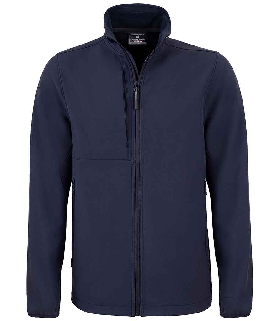 Craghoppers Expert Basecamp Soft Shell Jacket in Dark Navy by Craghoppers — Custom branded clothing by Print Press, featuring premium embroidery produced in our specialist print lab in the UK.