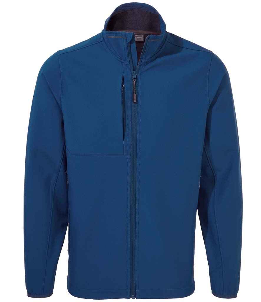 Craghoppers Expert Basecamp Soft Shell Jacket in Poseidon Blue by Craghoppers — Custom branded clothing by Print Press, featuring premium embroidery produced in our specialist print lab in the UK.