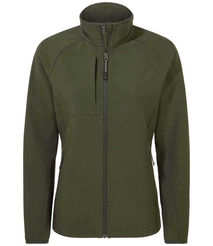 Craghoppers Expert Ladies Basecamp Soft Shell Jacket in Dark Cedar Green by Craghoppers — Custom branded clothing by Print Press, featuring premium embroidery produced in our specialist print lab in the UK.
