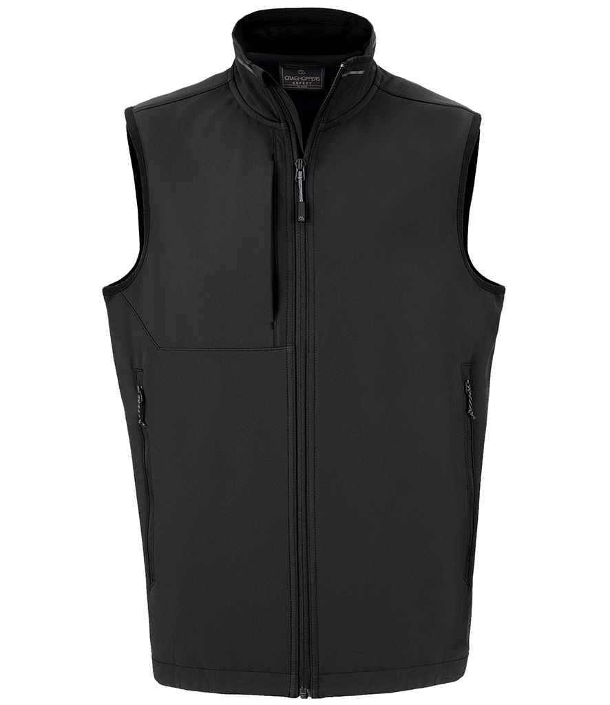 Craghoppers Expert Basecamp Soft Shell Bodywarmer in Black by Craghoppers — Custom branded clothing by Print Press, featuring premium embroidery produced in our specialist print lab in the UK.